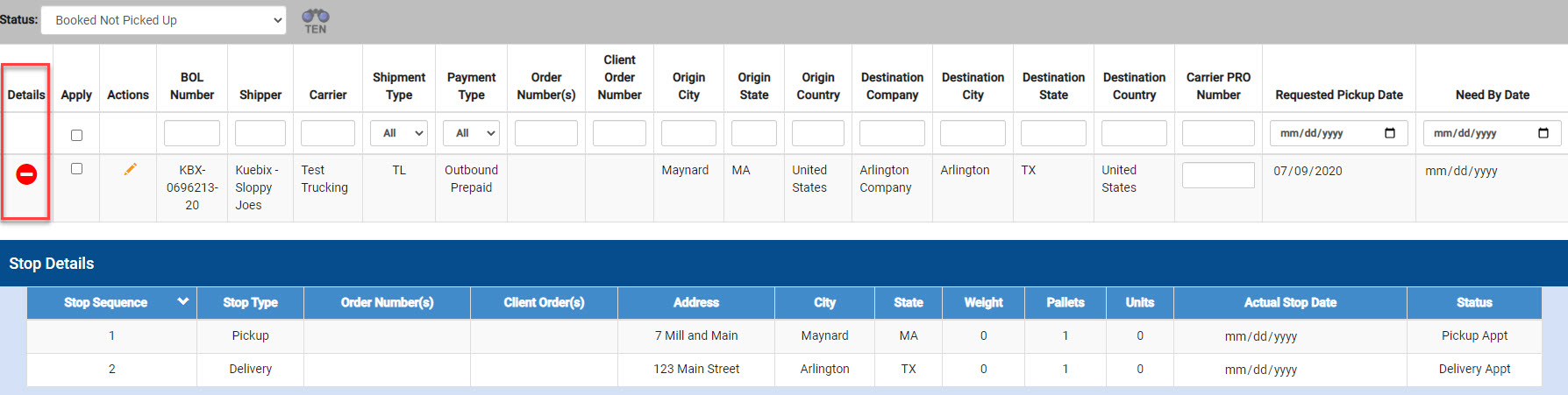 Shipment Track Details